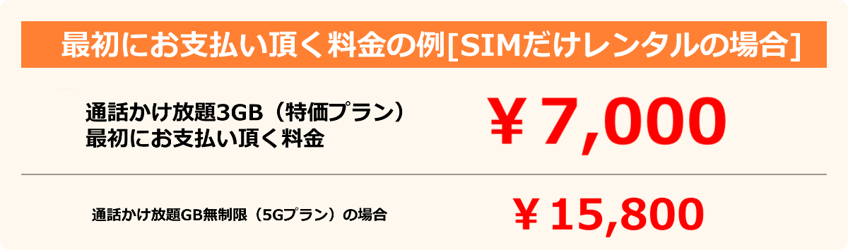 レンタル携帯の契約時にかかる初期費用 SIMカードレンタルの場合